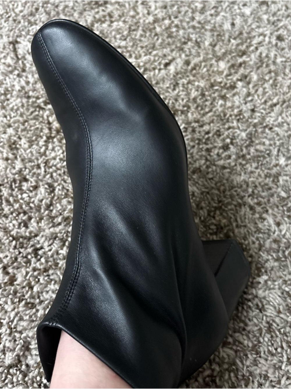 Everlane Black baby soft Leather Ankle Boots - Women Block Heel 9.5 zipper